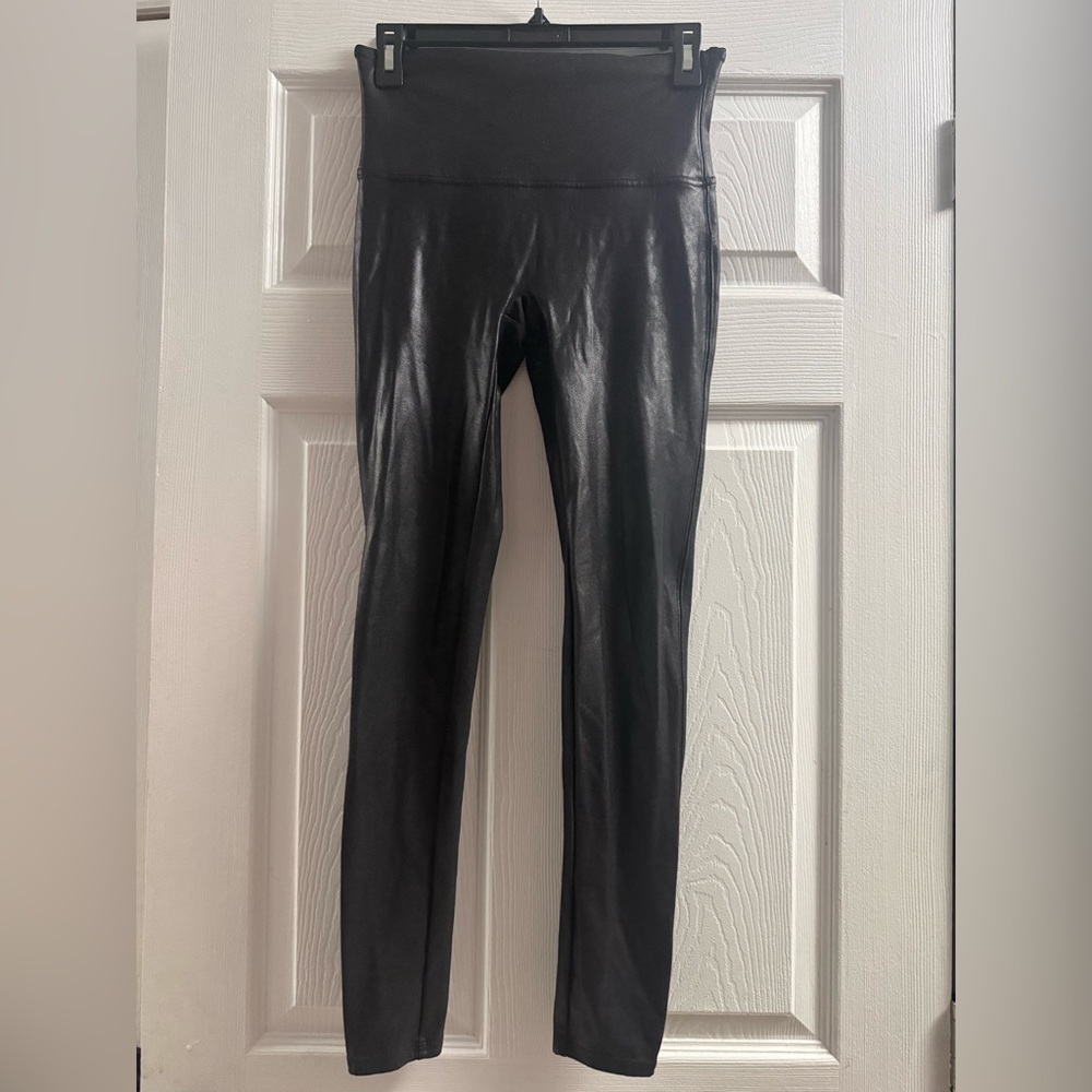 Spanx Faux Leather Black Leggings Womens Size Large - Picture 4 of 9